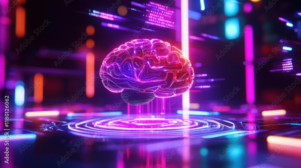 Poster close-up perspective digital art & neural network visualization in vr lab