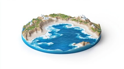 Fototapeta premium Aerial view of a beautiful coastal island with blue waters.