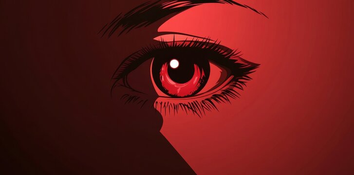 A Single Red Eye Gazes Intensely Forward