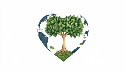 Obraz premium A heart-shaped globe with a tree symbolizing love for nature.