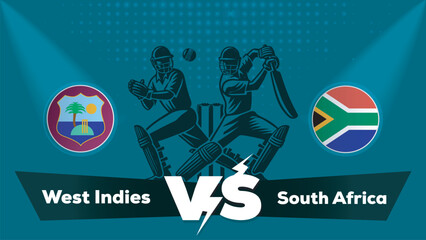 Fototapeta premium West Indies VS South Africa , South Africa Vs West Indies cricket match , Cricket match concept with creative illustration.eps