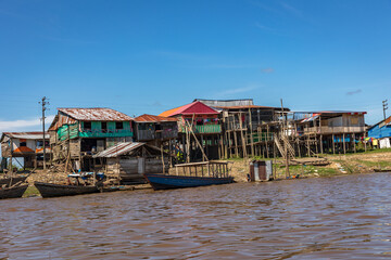 Iquitos, Peru, June 23, 2024. Belen neighborhood is also known as the Venice of the Amazon, here...