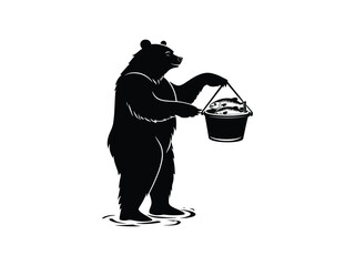 Bear Fishing Silhouettes: Wildlife Clipart for Creative Designs
