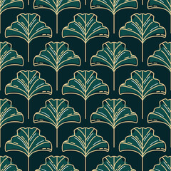 This vintage pattern features elegant ginkgo biloba leaves symmetrically arranged in a harmonious design. The intricate detailing evoke a sense of calm, perfect for nature-inspired projects.