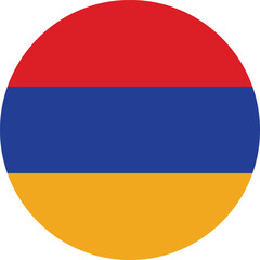 Round flag of Armenia national flag icon. Armenia flag with button or badge. . Armenia flag state symbol isolated on background. the Republic of Armenia. Illustration banner with realistic state flag.