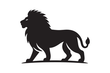 Lion silhouette on white background.