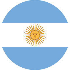 Argentina Flag Circle Icon Blue White Stripes Vector, Round flag of Argentina on white background.