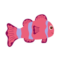 Cartoon cute fish. Seafood, water animals wildlife. Vector isolated on white background