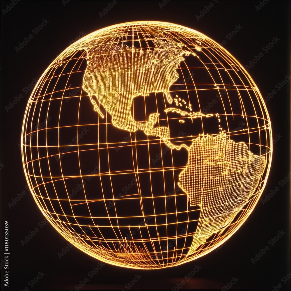 Poster a glowing sphere on a dark background, suitable for use in science, technology, and futuristic conce