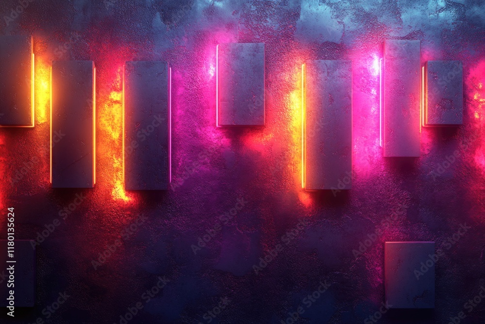 Aufkleber A close-up shot of a colorful wall with multiple types of lights installed