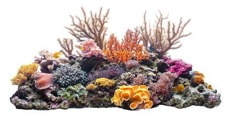 Vibrant Coral Reef for Marine Life Isolated on White Background