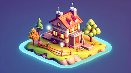 Obraz premium Smart home with solar panels 3D illustration.