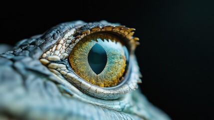 Fototapeta premium A close up of a lizard's eye with a black background