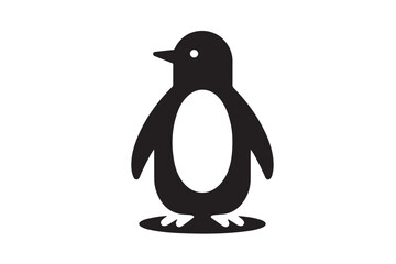 Penguin icon silhouette illustration with white background. 3