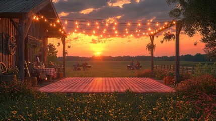 Sunset Barn Dance: Rustic Romance at Golden Hour 