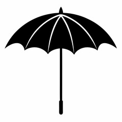 Minimal Parasol Black Silhouette on White Vector