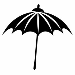 Minimal Parasol Black Silhouette on White Vector