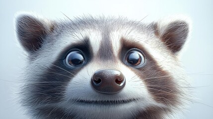 Obraz premium A close up of a raccoon's face with big eyes