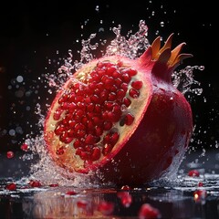 A pomegranate explosion with a splash of juice