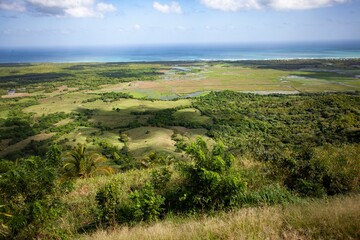 Lush tropical landscape overlooking the caribbean sea in the dominican republic