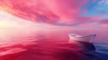Fototapeta premium A small white boat floating on top of a body of water
