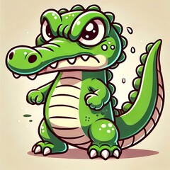 Fototapeta premium Cute Angry Crocodile Cartoon Vector Icon Illustration