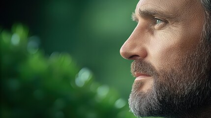 Fototapeta premium A close up of a man's face with a green background