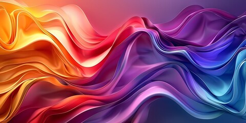 Fototapeta premium Vibrant Abstract Wavy Silk Fabric Background in Rainbow Colors Suitable for Wallpapers and Graphic 