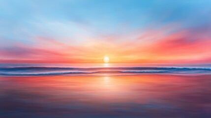 Obraz premium A painting of a sunset over the ocean