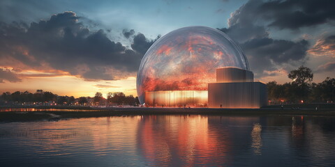 A giant glowing dome of light piercing the cloudy _012