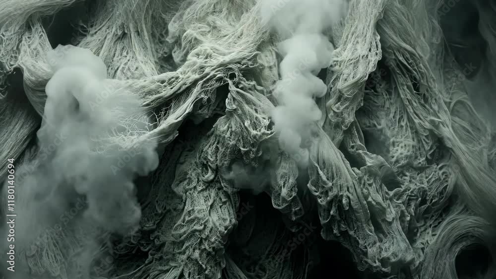 Poster microscopic view reveals intricate patterns and textures in organic material under high magnificatio