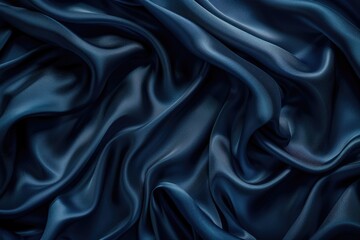 Fototapeta premium Elegant navy blue silk satin background for festive occasions.