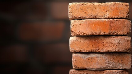 A stack of red bricks stacked on top of each other
