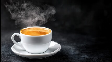 A cup of coffee with steam coming out of it