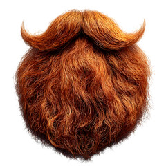 Red beard with curly mustache isolated on a white background. Photo collage element. St. Patrick's Day concept