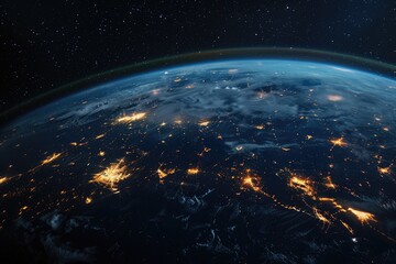 Obraz premium City lights on Earth at night viewed from space.