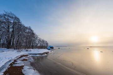 Low winter sun over the Gulf of Finland.