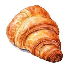 Fototapeta premium Delicious golden french croissant celebrating bastille day watercolor illustration