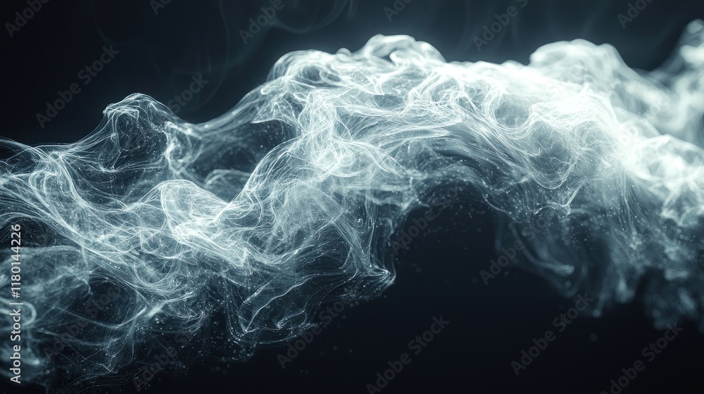 Canvas Prints Flowing smoke trail on dark background for product ads, abstract art or graphic design.