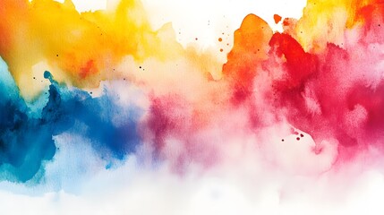 Abstract Watercolor Painting In Vibrant Hues Of Blue Orange And Red