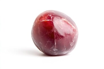 A single plum fruit photographed from above on a clean white background