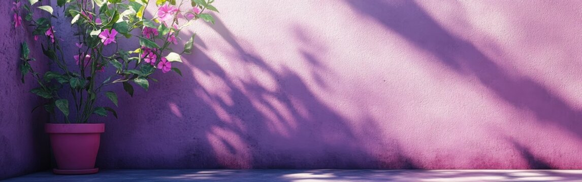 A purple studio backdrop with tree shadows, offering a vibrant and artistic setting for product presentations or creative photography.