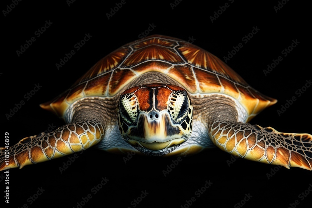 Poster close-up of a turtle on a dark surface