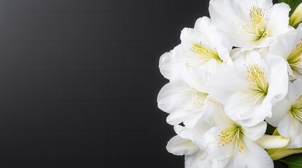 A bunch of white flowers on a black background