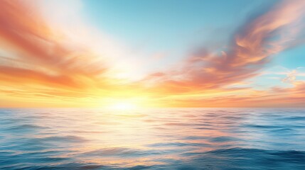 Obraz premium A beautiful sunset over the ocean with clouds in the sky