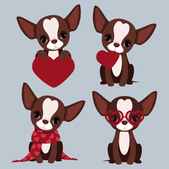 Cute Chihuahua Dog Set for Valentine's Day