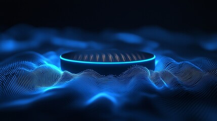 Modern techenhanced sleep with glowing soundwave and white noise