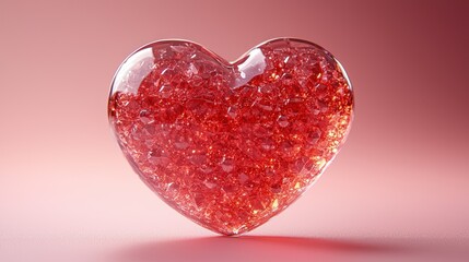 Obraz premium Red glass heart sits on a pink backdrop.