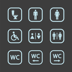 WC icon set. Flat vector illustration. 