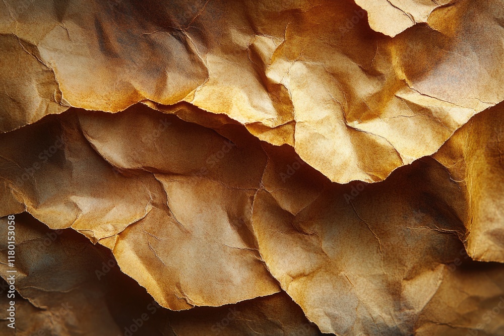 Poster a detailed view of a piece of brown paper with subtle texture and creases